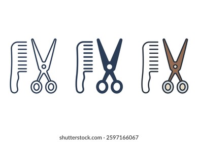 barber shop icons isolated on White Background. Flat style design