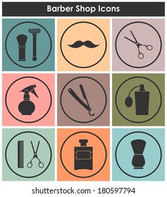 Barber Shop icons set