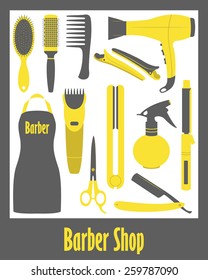 Barber Shop icons set