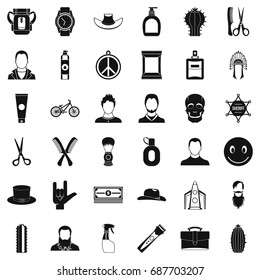 Barber shop icons set. Simple style of 36 barber shop vector icons for web isolated on white background