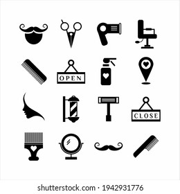 Barber Shop Icons Set Vector Illustration