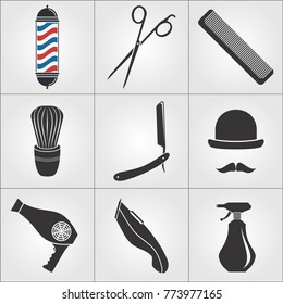 Barber Shop icons set.  Vector illustration.