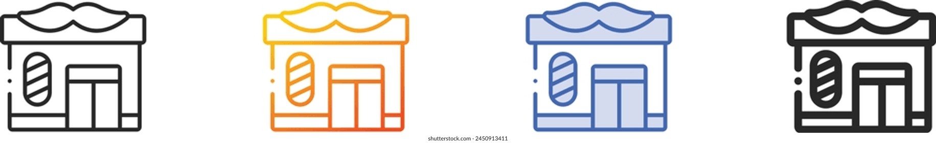 Barbier Shop-Symbol.Dünne lineare, Verlaufs-, blaue Strich und fett Stil Design isoliert auf weißem Hintergrund