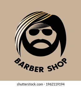 Barber shop illustration logo design vector