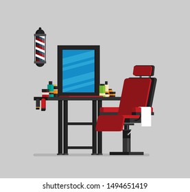 Barber shop interior. vector flat design illustration