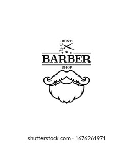 Icono de línea de emblema de rótulo vintage aislado de Barber shop. Ilustración del vector