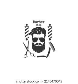 Barber shop isolated vintage label badge emblem icon. Vector illustration flat sign