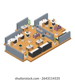 Barber shop isometric illustrated on white background