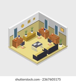 Barber shop isometric illustrated in vector on background