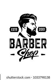 Barber Shop Label Badge Emblem. Vector Black