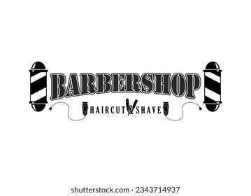 barber shop label, banner, vector logo