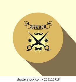 barber shop label logo, vector, illustration