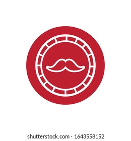 barber shop label with mustache block style vector illustration design