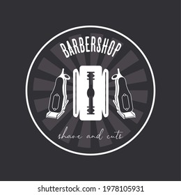barber shop label with razor