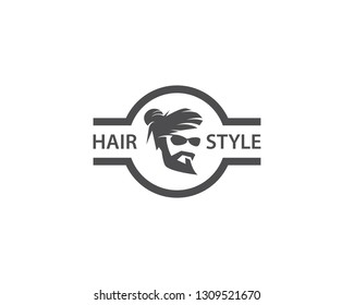 Barber shop label vector icon template