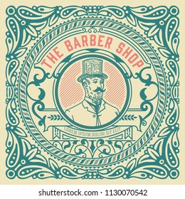 Barber shop label, Western style