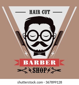 Barber Shop labels, banner, logo, hipster, Hair style with Vintage Decorative  style