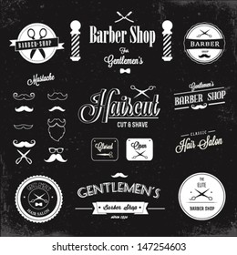 Barber shop labels and icons