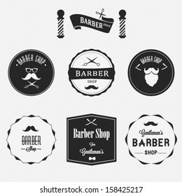 Barber shop labels set