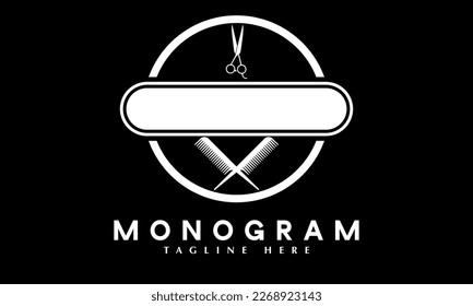 Plantilla de vector monograma abstracto con el logotipo de Barber Shop
