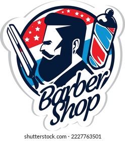 Barber shop logo aesthetic vector illustration. saloon shop logo