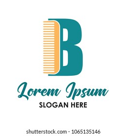 barber shop logo with B alphabet and text space for your slogan / tagline, vector illustration