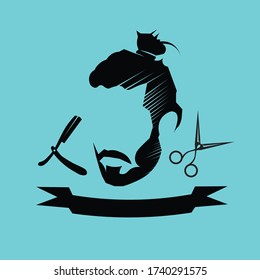 Barber shop logo conceptual Design illustration vector