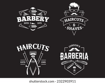 barber shop logo design with background