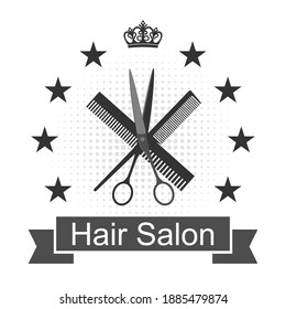 Barber shop logo design emblem. Hairdressing salon signboard on a white background.