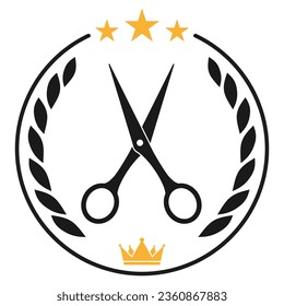 Barber shop logo design emblem. Hairdressing salon signboard on a white background.