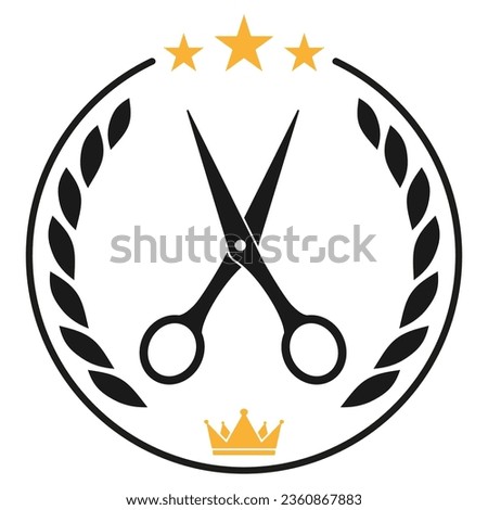 Barber shop logo design emblem. Hairdressing salon signboard on a white background.