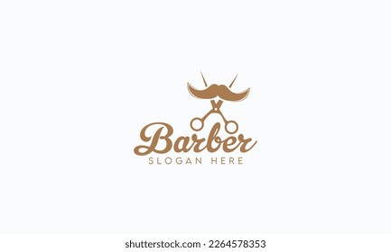 Barber Shop Logo Design Minimal Barber, Haircuts, salon scissors grooming logo Design Template.