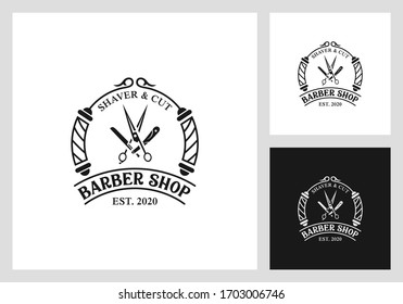 Barber Shop Logo Design Premium Vector