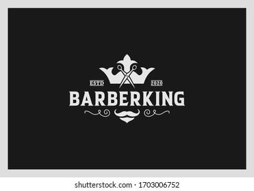 barber shop logo design premium vector