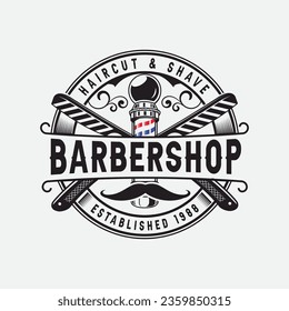 Barber shop logo design with retro vintage style logo
