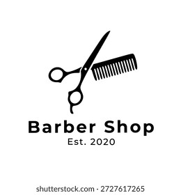 Barber Shop Diseño de Logo con Tijeras y Peine