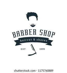 Barber shop Logo Design Template, Badges and Emblem