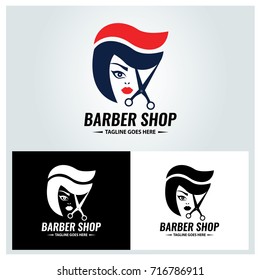 Barber shop logo design template. Vector illustration