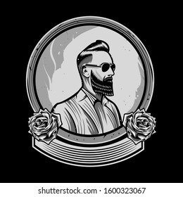 Barber shop logo emblem vector illustration