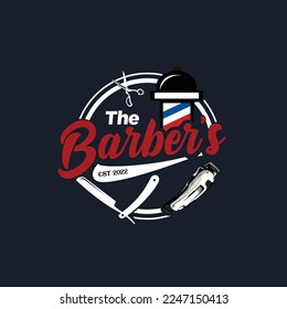 Logotipo de la Barbería, estudio descolorido, logotipo vintage, vector