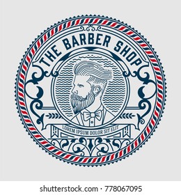 Barber Shop Logo With Hipster Man