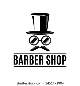 barber shop logo with hispster man and mustache