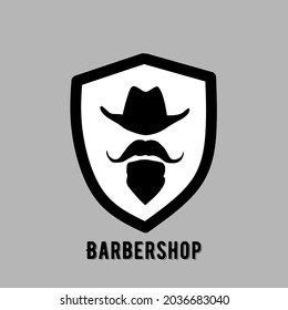 barber shop logo and icon, cowboy theme vector illustration