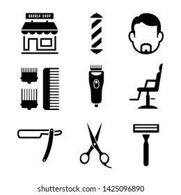 barber shop logo icon set