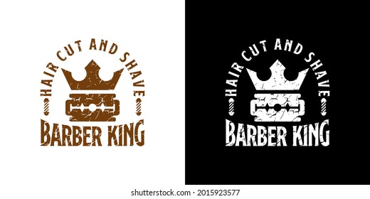 barber shop logo inspiration, razor and crown concept, vintage design