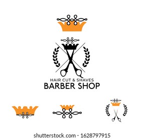 Barber shop logo labels badges vintage vector image