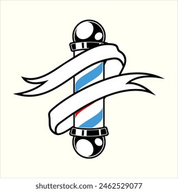 Barber Shop logo labels, banner, editable logo vector template. barber pole lamp illustration, barbershop logo. Design element for logo, label, sign, emblem. Vector illustration