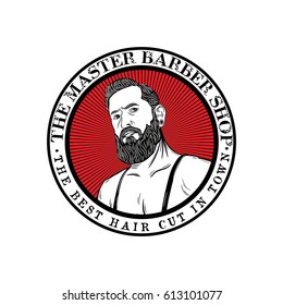 Barber shop logo with man icon vector isolated