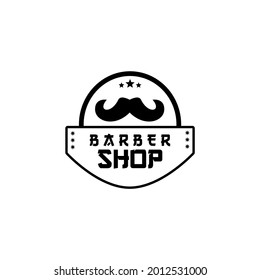 Barber shop logo with mustache object, with modern style suitable for barber shop business, mustache, hair, etc