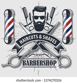 Barber Shop Logo Barber Pole Vintage Stock Vector (Royalty Free) 1374270326